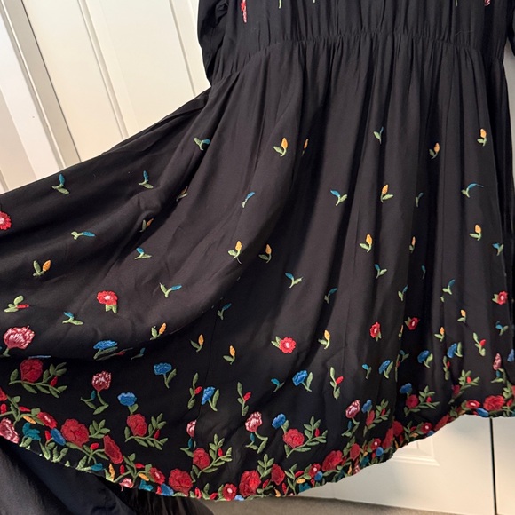 NWOT Torrid Black Dress with Floral Embroidery - Picture 3 of 6